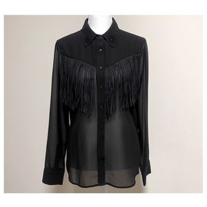 New Guess Los Angeles Western Fringe Shirt XS